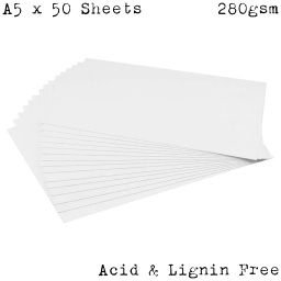 A5 White Water Colour Card - 50 Sheets (280gsm)